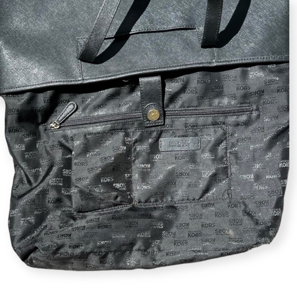 🌻Large Michael Kors Black Leather Jet Set Tote Handbag Purse - Picture 10 of 12
